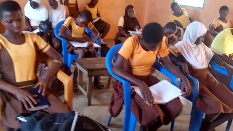 Bonakye Girls Model School Cries for Infrastructure as Pupils Write with Laps as Support